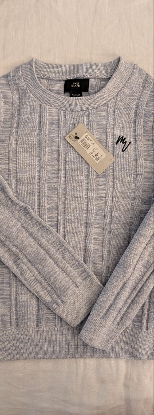 River Island Light Blue Ribbed Knit Sweater